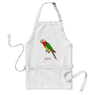 Cute happy parrot cartoon illustratie standaard schort