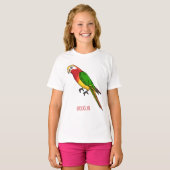 Cute happy parrot cartoon illustratie t-shirt (Voorkant volledig)