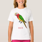 Cute happy parrot cartoon illustratie t-shirt (Voorkant)