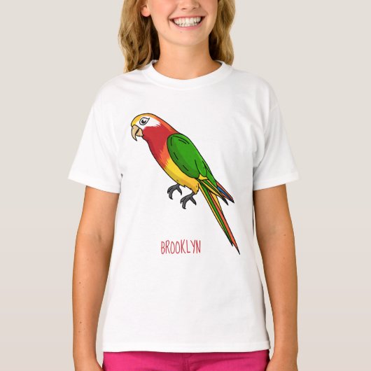Cute happy parrot cartoon illustratie t-shirt (Voorkant)