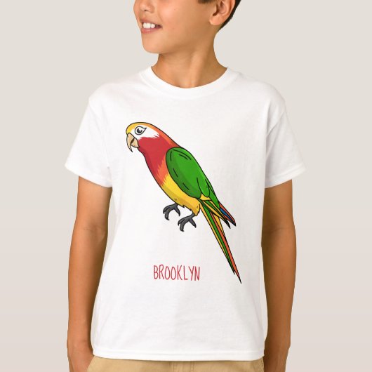 Cute happy parrot cartoon illustratie t-shirt (Voorkant)