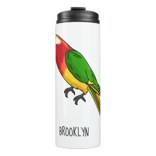 Cute happy parrot cartoon illustratie thermosbeker