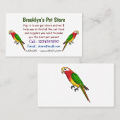 Cute happy parrot cartoon illustratie visitekaartje (Voorkant / Achterkant)