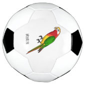 Cute happy parrot cartoon illustratie voetbal (Gedraaid)