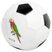 Cute happy parrot cartoon illustratie voetbal (Drie kwart)
