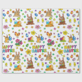 Cute Happy Pasen Cadeaupapier (Vlak)