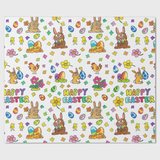 Cute Happy Pasen Cadeaupapier (Vlak)