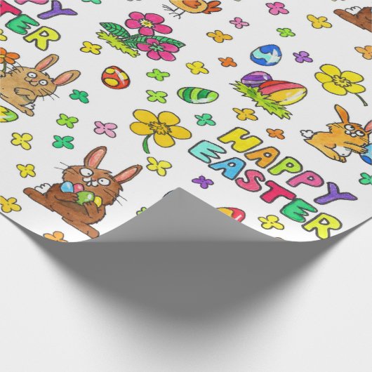 Cute Happy Pasen Cadeaupapier (Hoek)