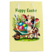 Cute Happy Pasen koe aanpasbaar  Medium Cadeauzakje (Voorkant)