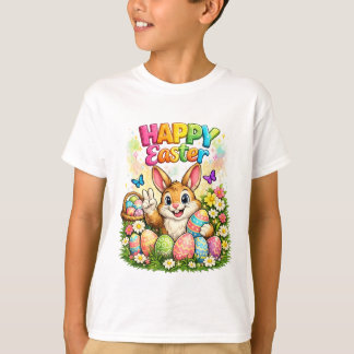 Cute Happy Pasen Konijn Vredesteken Grafische T-sh T-shirt