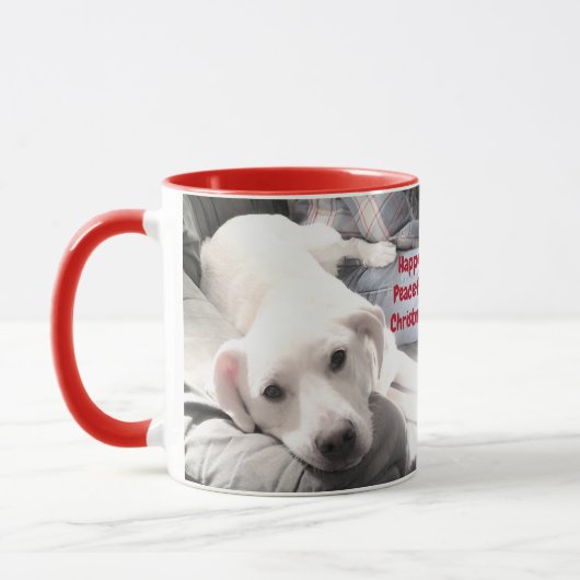 Cute Happy Peaceful KerstWhite Puppy Dog Red Mok (Links)