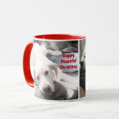 Cute Happy Peaceful KerstWhite Puppy Dog Red Mok (Voorkant links)