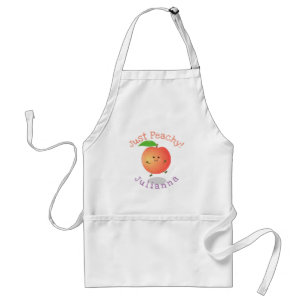 Cute happy peach, gewoon perachy cartoon illustrat standaard schort