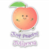Cute happy peach, gewoon perachy cartoon illustrat sticker (Voorkant)