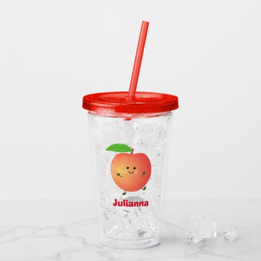 Cute happy peach yellow cartoon acryl drinkbeker (Achterkant ijs)