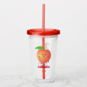 Cute happy peach yellow cartoon acryl drinkbeker (Voorkant)