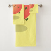Cute happy peach yellow cartoon bad handdoek (Insitu)