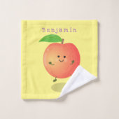 Cute happy peach yellow cartoon bad handdoek (Wasdoekje)