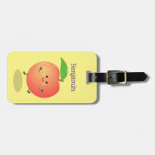 Cute happy peach yellow cartoon bagagelabel (Voorkant horizontaal)