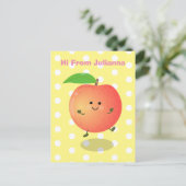 Cute happy peach yellow cartoon briefkaart (Staand voorkant)