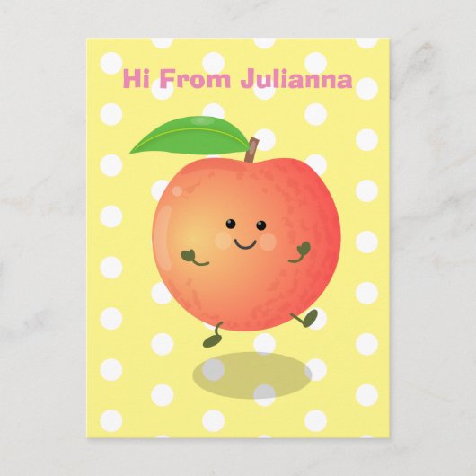 Cute happy peach yellow cartoon briefkaart (Voorkant)