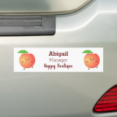 Cute happy peach yellow cartoon bumpersticker (Op auto)