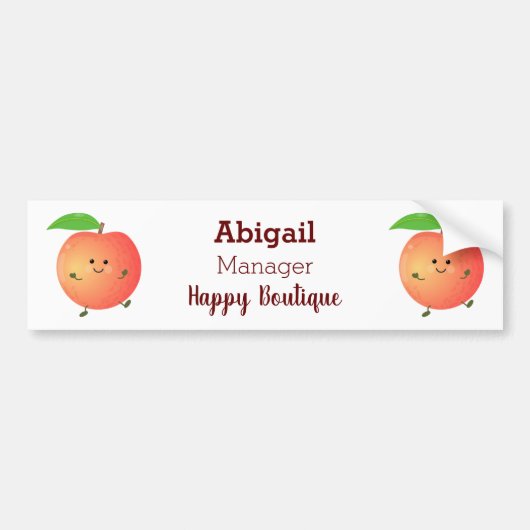 Cute happy peach yellow cartoon bumpersticker (Voorkant)