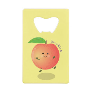 Cute happy peach yellow cartoon creditkaart flessenopener