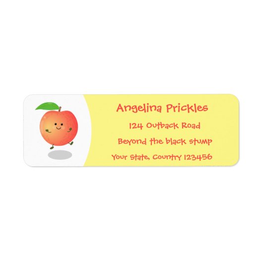 Cute happy peach yellow cartoon etiket (Voorkant)
