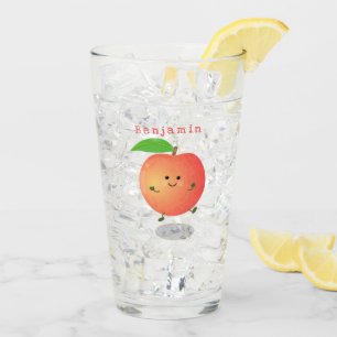 Cute happy peach yellow cartoon glas