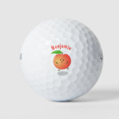Cute happy peach yellow cartoon golfballen (Voorkant)