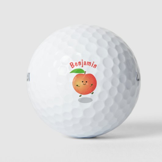 Cute happy peach yellow cartoon golfballen (Voorkant)