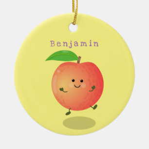 Cute happy peach yellow cartoon keramisch ornament