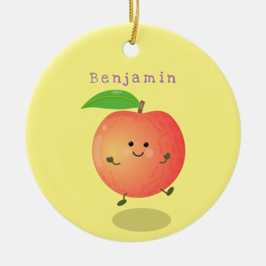 Cute happy peach yellow cartoon keramisch ornament (Voorkant)