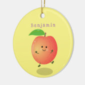 Cute happy peach yellow cartoon keramisch ornament (Links)