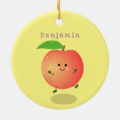 Cute happy peach yellow cartoon keramisch ornament (Achterkant)