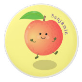 Cute happy peach yellow cartoon keramische knop (Voorkant)