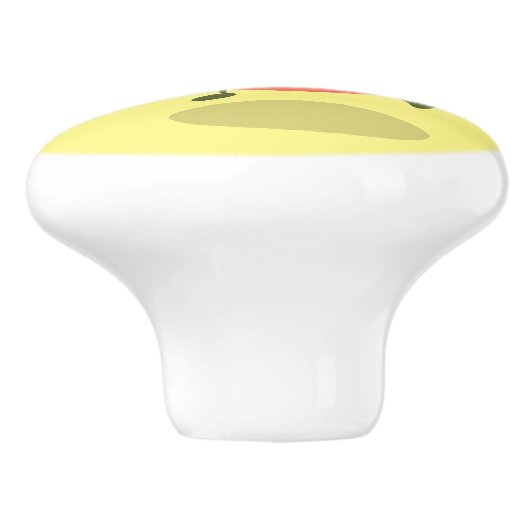 Cute happy peach yellow cartoon keramische knop (Zijkant)