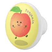 Cute happy peach yellow cartoon keramische knop (Rechts)