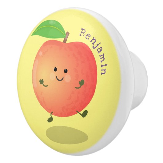 Cute happy peach yellow cartoon keramische knop (Rechts)