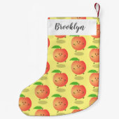 Cute happy peach yellow cartoon kleine kerstsok (Achterkant)