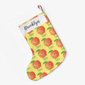 Cute happy peach yellow cartoon kleine kerstsok (Achterkant (Hangend))