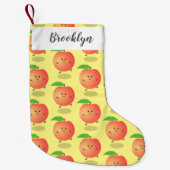 Cute happy peach yellow cartoon kleine kerstsok (Voorkant)