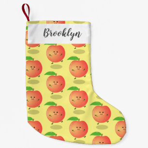 Cute happy peach yellow cartoon kleine kerstsok