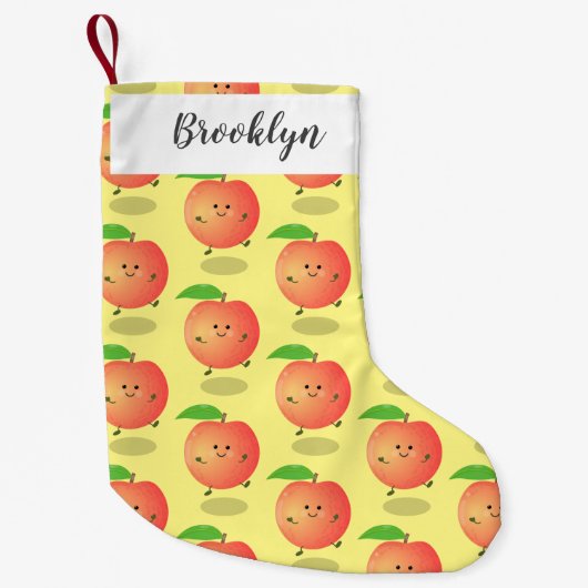Cute happy peach yellow cartoon kleine kerstsok (Voorkant)