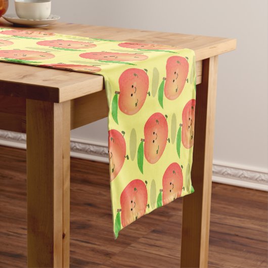 Cute happy peach yellow cartoon korte tafelloper (Voorbeeld)