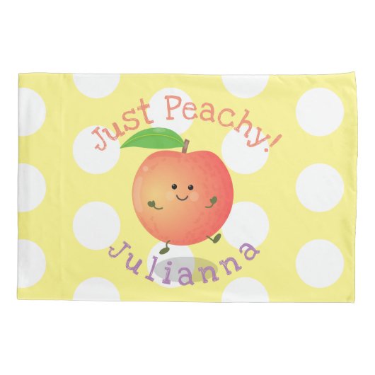 Cute happy peach yellow cartoon kussensloop (Achterkant)