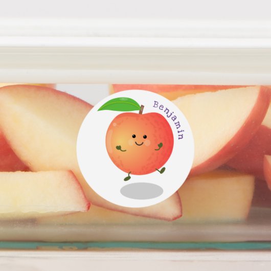 Cute happy peach yellow cartoon labels (Aangebracht)