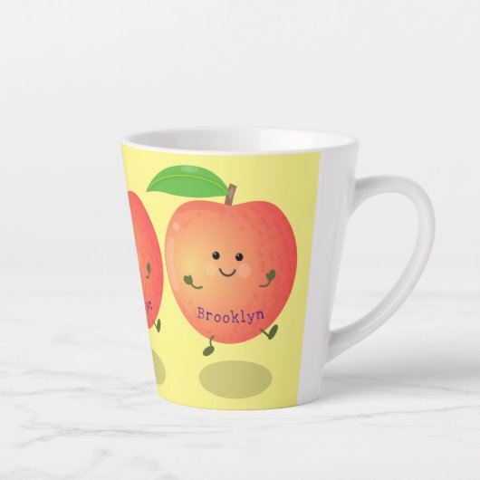 Cute happy peach yellow cartoon latte mok (Rechts)