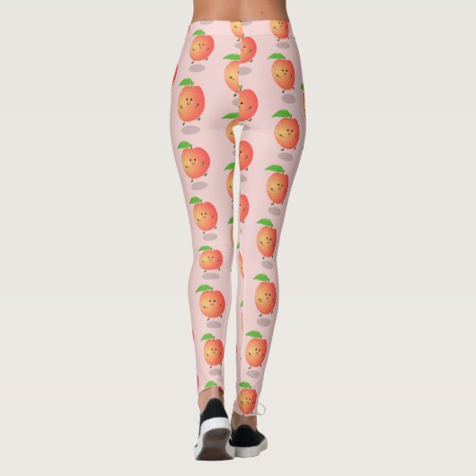 Cute happy peach yellow cartoon leggings (Achterkant)